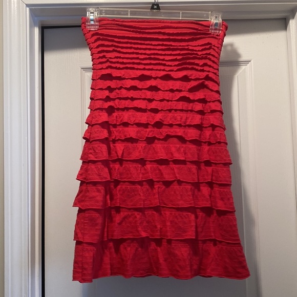 Express hot pink/red stretchy ruffle tube dress XS - Picture 3 of 5